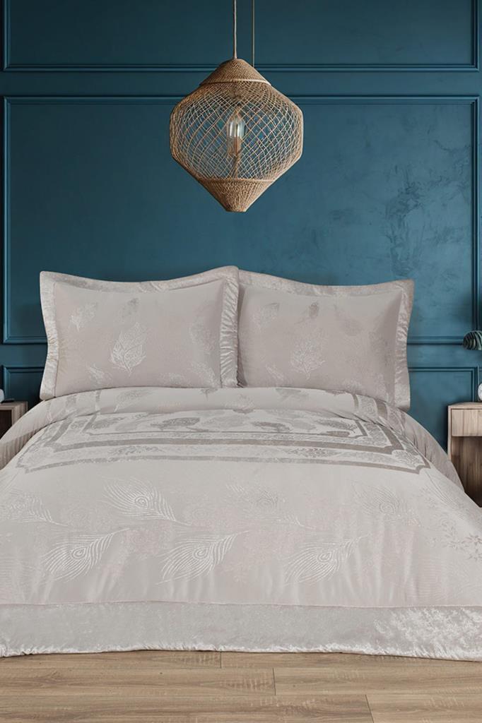 Gözde Elyaf Dolgulu Çift Kişilik 250x255 Cm Yatak Örtüsü Krem - 1