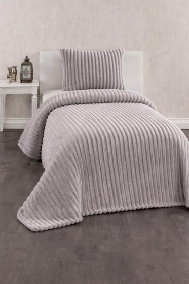 Granada Peluş Tek Kişilik Yatak Örtüsü Gri - Çeyiz Diyarı
