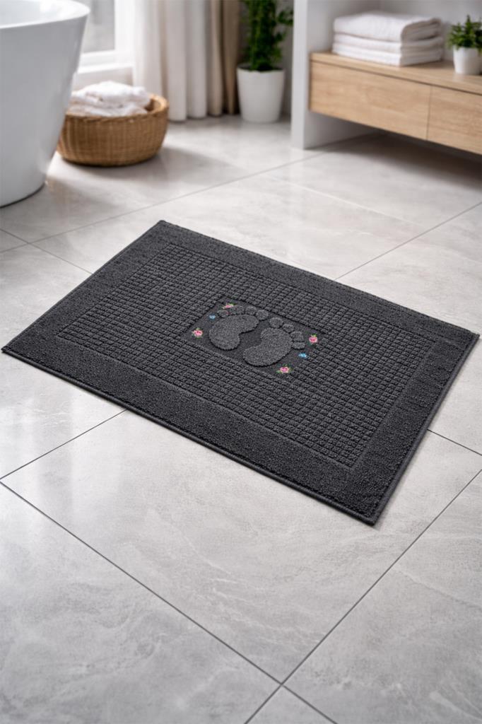 Güldestan Nakışlı Ayak Havlusu Antrasit - 1