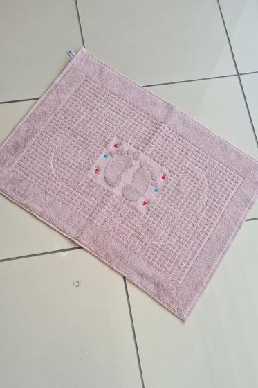 Güldestan Nakışlı Ayak Havlusu Pudra - Çeyiz Diyarı