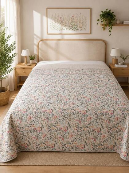 Güliz Çift Taraflı Çift Kişilik Kırlentsiz Tek Pike 200x220 cm Bej - Çeyiz Diyarı