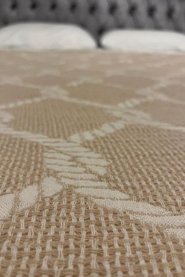 Halat Keten Çift Kişilik Saçaklı Tek Pike 220x240 Cm Kahve - Çeyiz Diyarı (1)