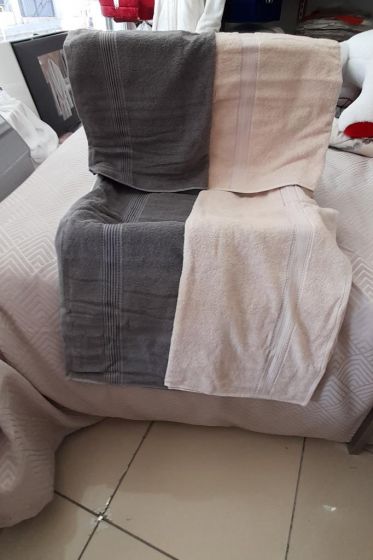 Hande Hamam Takımı 4 Parça Antrasit - Bej - Kristal