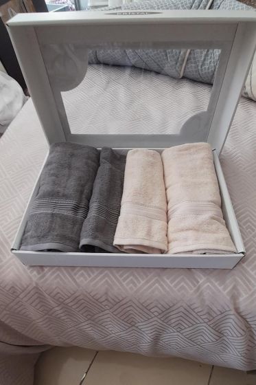 Hande Hamam Takımı 4 Parça Antrasit - Bej - Kristal (1)