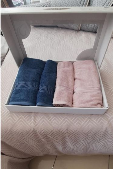 Hande Hamam Takımı 4 Parça Gül Kurusu - İndigo - Kristal (1)