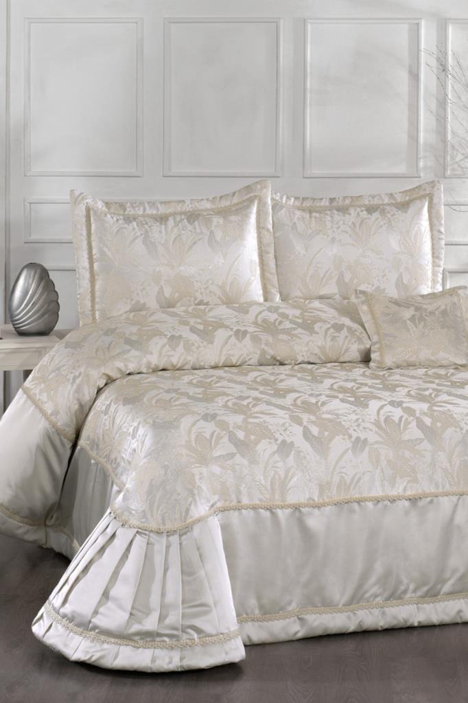 Harris Elyaf Dolgulu Çift Kişilik 250x255 Cm Yatak Örtüsü Ekru - 1