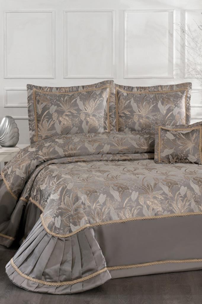 Harris Elyaf Dolgulu Çift Kişilik 250x255 Cm Yatak Örtüsü Kestane - 1