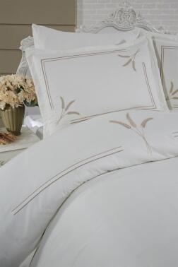 Harvest Pamuk Saten Nakışlı 6 Parça Nevresim Takımı Krem - 2