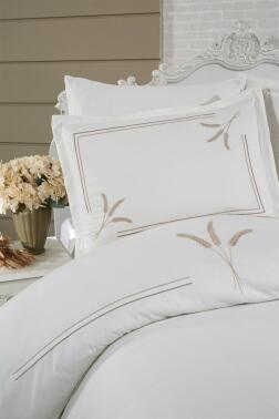 Harvest Pamuk Saten Nakışlı 6 Parça Nevresim Takımı Krem - 3