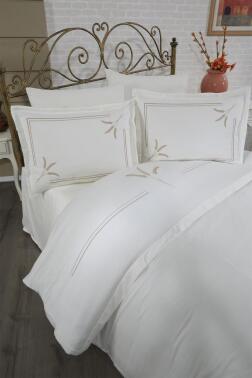 Harvest Pamuk Saten Nakışlı 6 Parça Nevresim Takımı Krem - 5