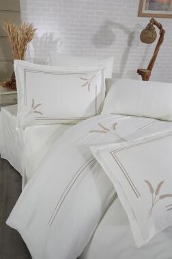 Harvest Pamuk Saten Nakışlı 6 Parça Nevresim Takımı Krem - 8