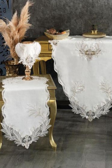 Hazan 5 Parça Salon Takımı Krem - Çeyiz Diyarı