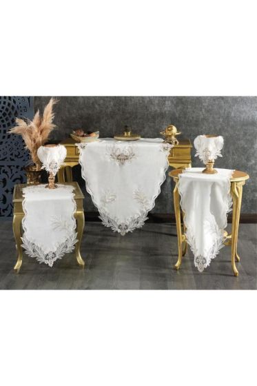 Hazan 5 Parça Salon Takımı Krem - Çeyiz Diyarı (1)