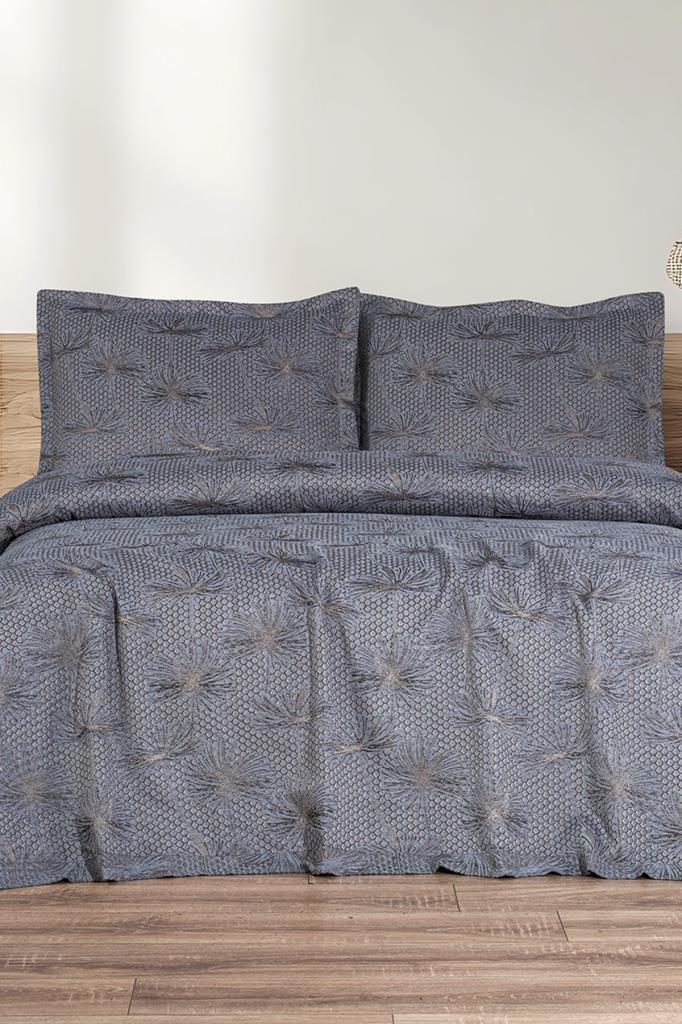 Hermes 3 Parça Çift Kişilik Pike Takımı 230x250 Gri - 1