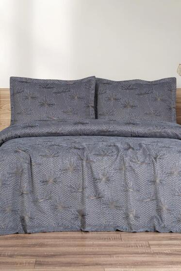 Hermes 3 Parça Çift Kişilik Pike Takımı 230x250 Gri - Çeyiz Diyarı