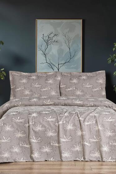 Hermes 3 Parça Çift Kişilik Pike Takımı 230x250 Krem - Çeyiz Diyarı