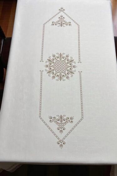 Hümay Dertsiz Masa Örtüsü 150x220 cm Kahve - Çeyiz Diyarı (1)