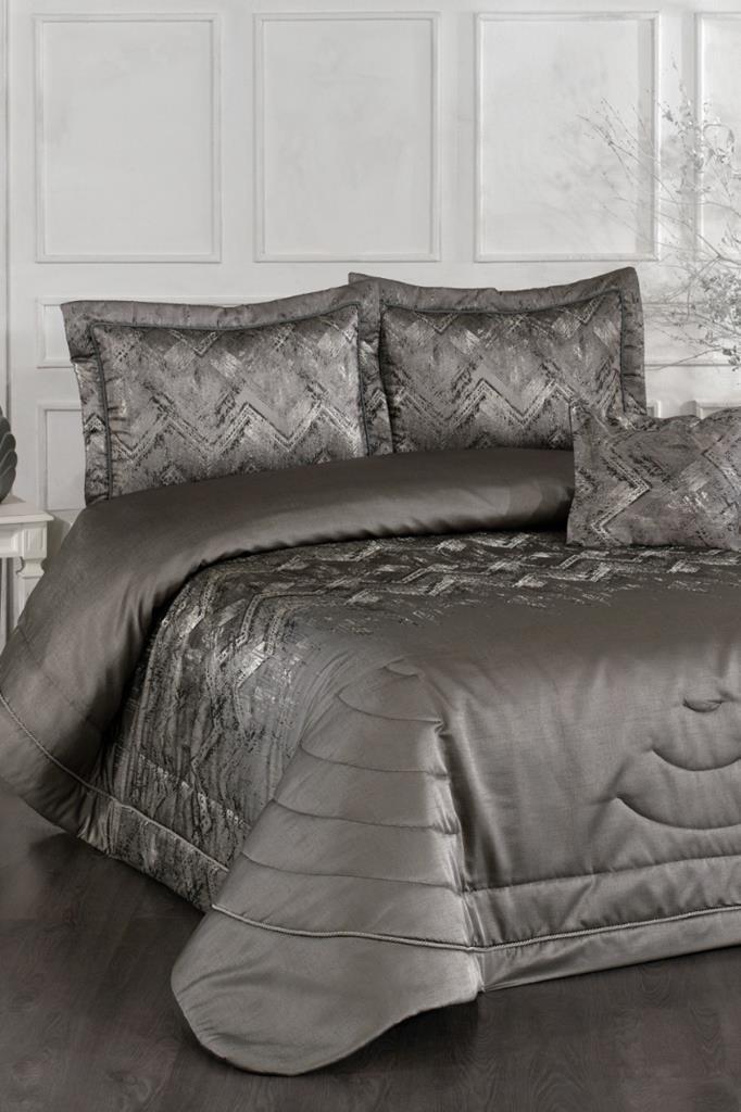 İnferno Elyaf Dolgulu Çift Kişilik 250x255 Cm Yatak Örtüsü Antrasit - 1