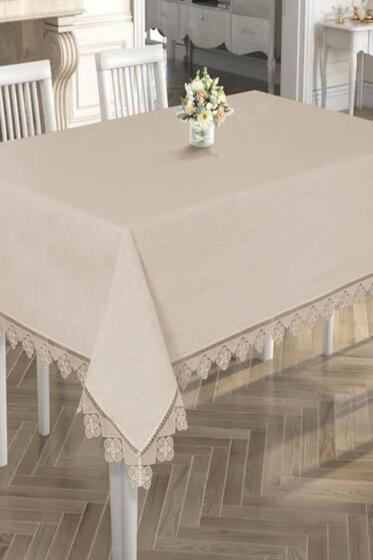 Işıltı İğne Oyalı Masa Örtüsü Cappucino - Çeyiz Diyarı