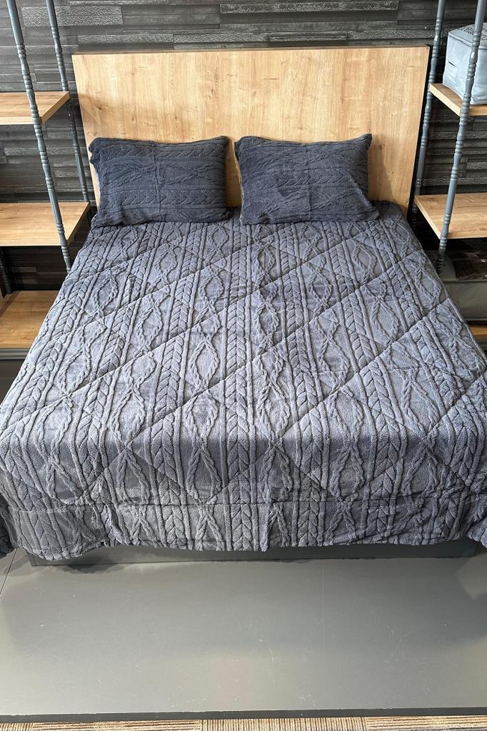 Ivy Çift Kişilik 220x240 cm Yatak Örtüsü Antrasit - 1