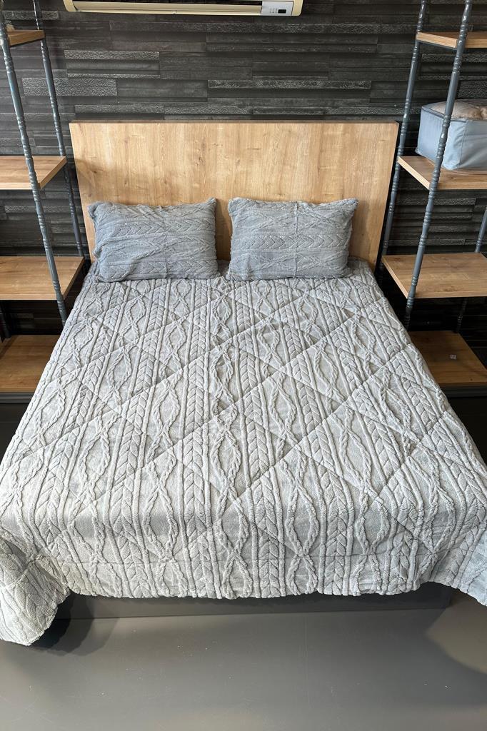 Ivy Çift Kişilik 220x240 cm Yatak Örtüsü Gri - 1