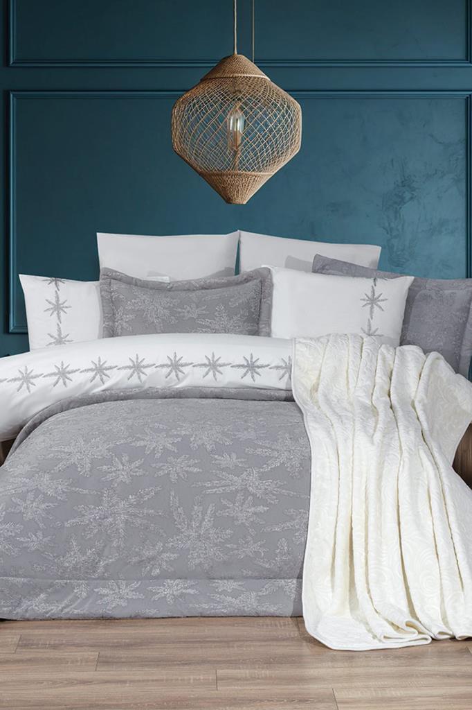 Jasmin 10 Parça Battaniyeli Çeyiz Seti Gri - 1