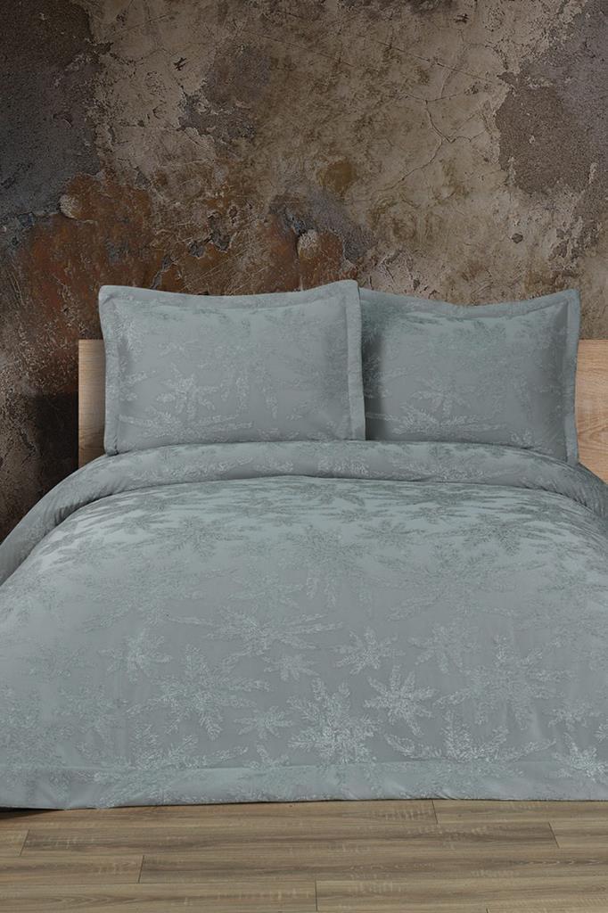 Jasmin Elyaf Dolgulu Çift Kişilik 250x255 Cm Yatak Örtüsü Adaçayı - 1