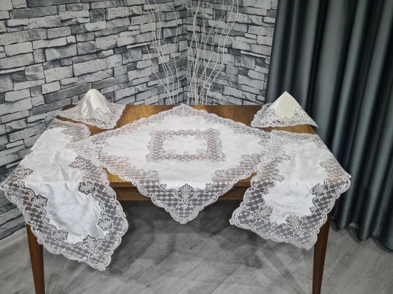 Kadife Advance Salon Takımı 5 Parça Krem - Çeyiz Diyarı