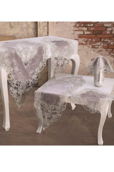 Kadife Çınar Salon Takımı 5 Parça Gri - Çeyiz Diyarı (1)