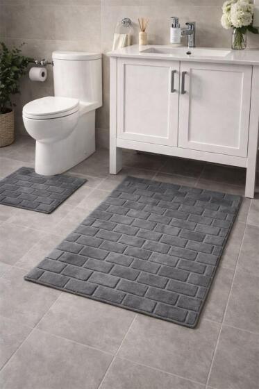 Kalebodur Pamuklu 2li Banyo Paspası Antrasit - Çeyiz Diyarı