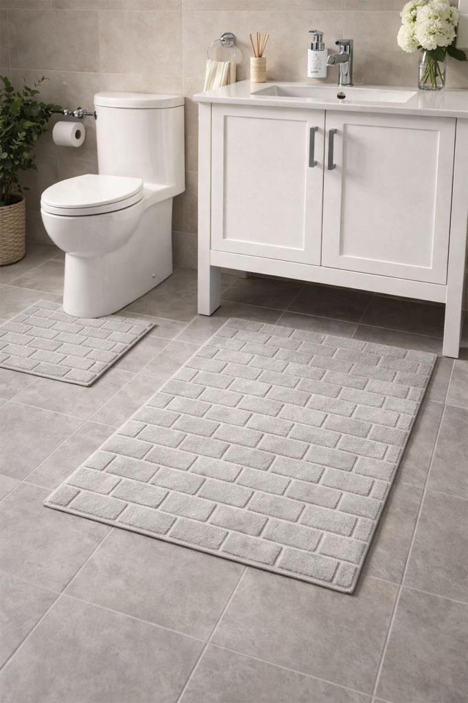 Kalebodur Pamuklu 2li Banyo Paspası Gri - 1