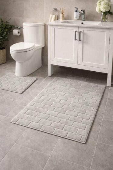 Kalebodur Pamuklu 2li Banyo Paspası Gri - Çeyiz Diyarı