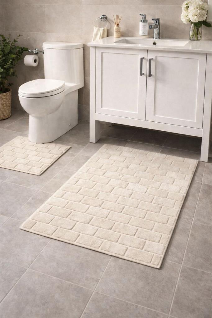 Kalebodur Pamuklu 2li Banyo Paspası Krem - 1