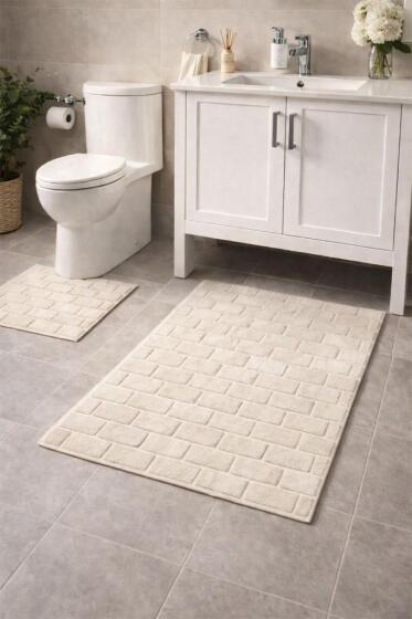 Kalebodur Pamuklu 2li Banyo Paspası Krem - Çeyiz Diyarı