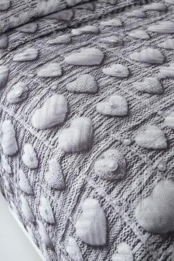 Kalpten Ultrasonik Kapitoneli 5D Baskılı Çift Kişilik Yatak Örtüsü Gri - 5