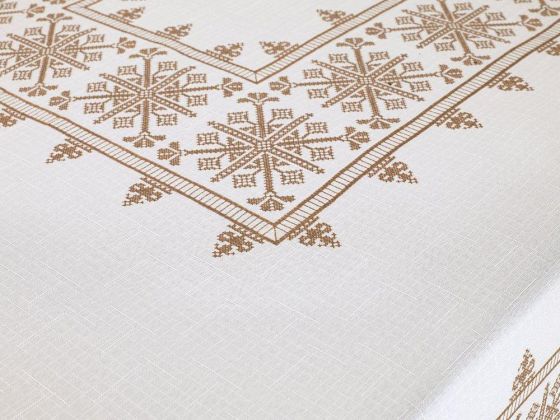 Kanaviçe Baskılı Sultan Masa Örtüsü Gold 160x300 Cm - Çeyiz Diyarı (1)