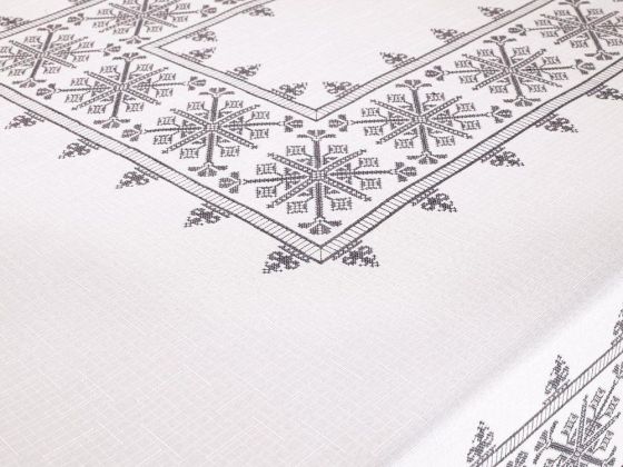 Kanaviçe Baskılı Sultan Masa Örtüsü Silver 160x300 Cm - Çeyiz Diyarı (1)