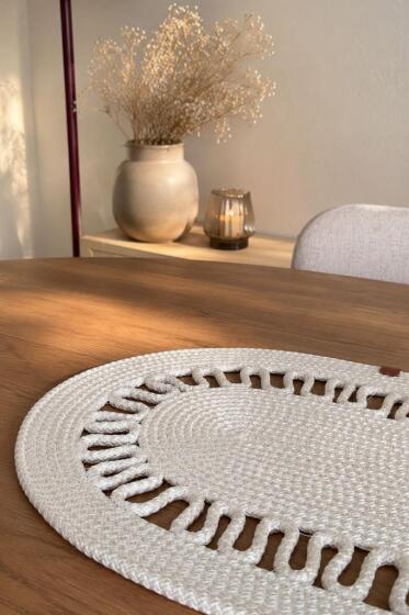 Karanfil Lüks Tığ İşi 33x100 cm Oval Runner Krem - Çeyiz Diyarı (1)