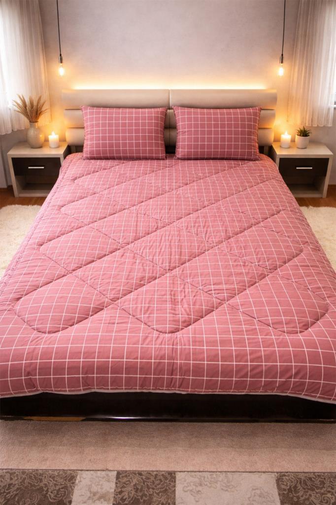 Kare Wellsoft 195x215 Cm Çift Kişilik Yorgan Takımı Kırmızı - 1