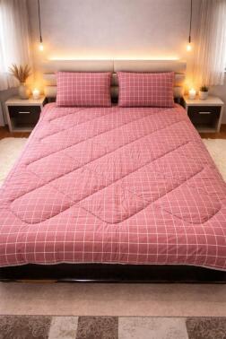 Kare Wellsoft 195x215 Cm Çift Kişilik Yorgan Takımı Kırmızı - 1