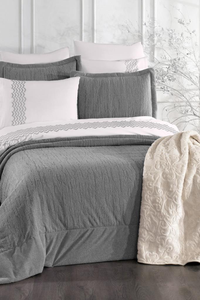 Karmen 10 Parça Battaniyeli Çeyiz Seti Gri - 1