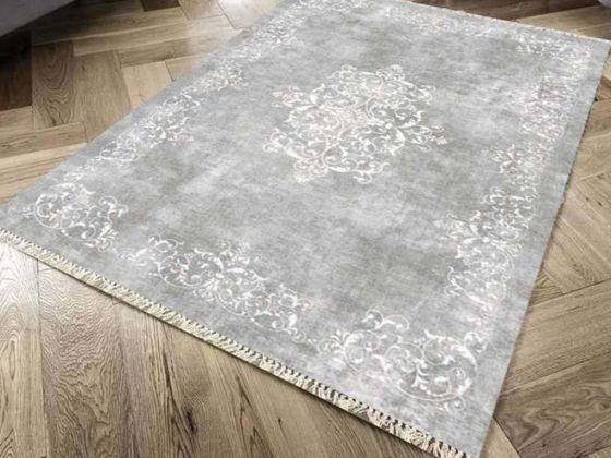 Kaymaz Taban Dijital Baskı Kadife Halı Alberta Gri 80x150 cm - Çeyiz Diyarı