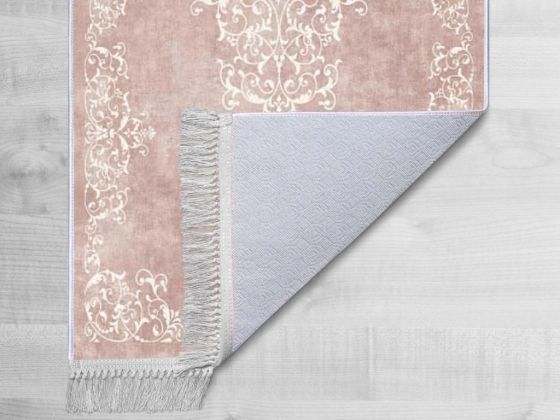 Kaymaz Taban Dijital Baskı Kadife Halı Alberta Pudra 100x200 cm - Çeyiz Diyarı (1)