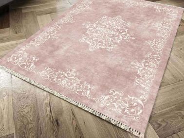 Kaymaz Taban Dijital Baskı Kadife Halı Alberta Pudra 80x200 cm - 1