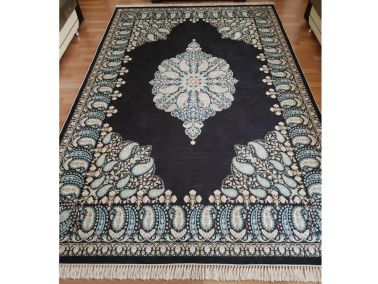 Kaymaz Taban Dijital Baskı Kadife Halı Belle Siyah 200x300 cm - 1