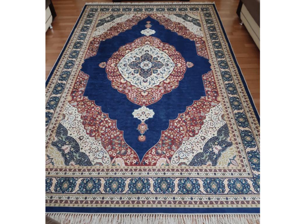 Kaymaz Taban Dijital Baskı Kadife Halı Berthe Lacivert 200x300 cm - 1