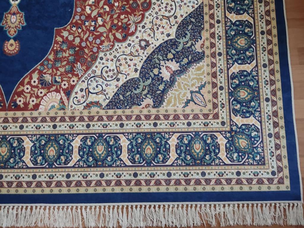 Kaymaz Taban Dijital Baskı Kadife Halı Berthe Lacivert 200x300 cm - 3