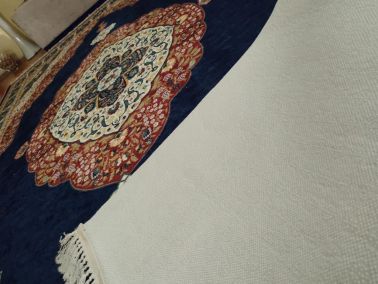 Kaymaz Taban Dijital Baskı Kadife Halı Berthe Lacivert 200x300 cm - 4