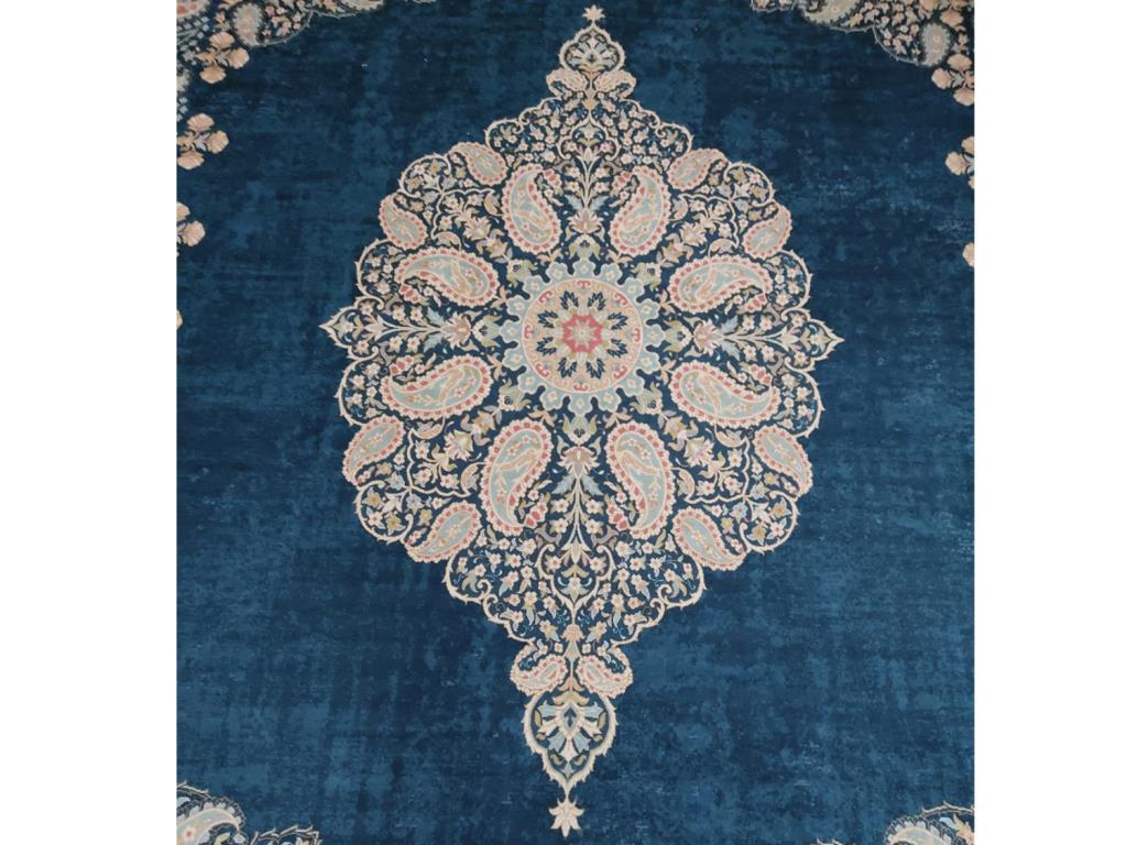 Kaymaz Taban Dijital Baskı Kadife Halı Blanche Mavi 200x300 cm - 2