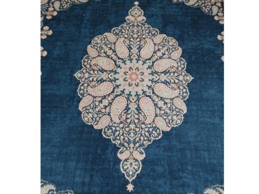 Kaymaz Taban Dijital Baskı Kadife Halı Blanche Mavi 200x300 cm - 2